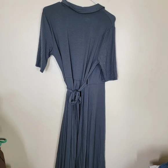 NWT Quince Tencel Jersey Midi Wrap Dress Gray Size Large - Picture 9 of 10